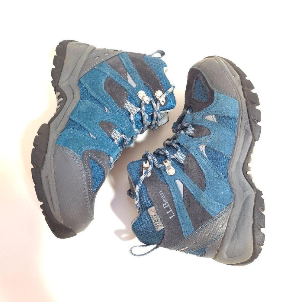 LL Bean Kids Trail Model 3 Waterproof Hiking Boots Blue Suede Mesh Size 5 - Picture 4 of 10